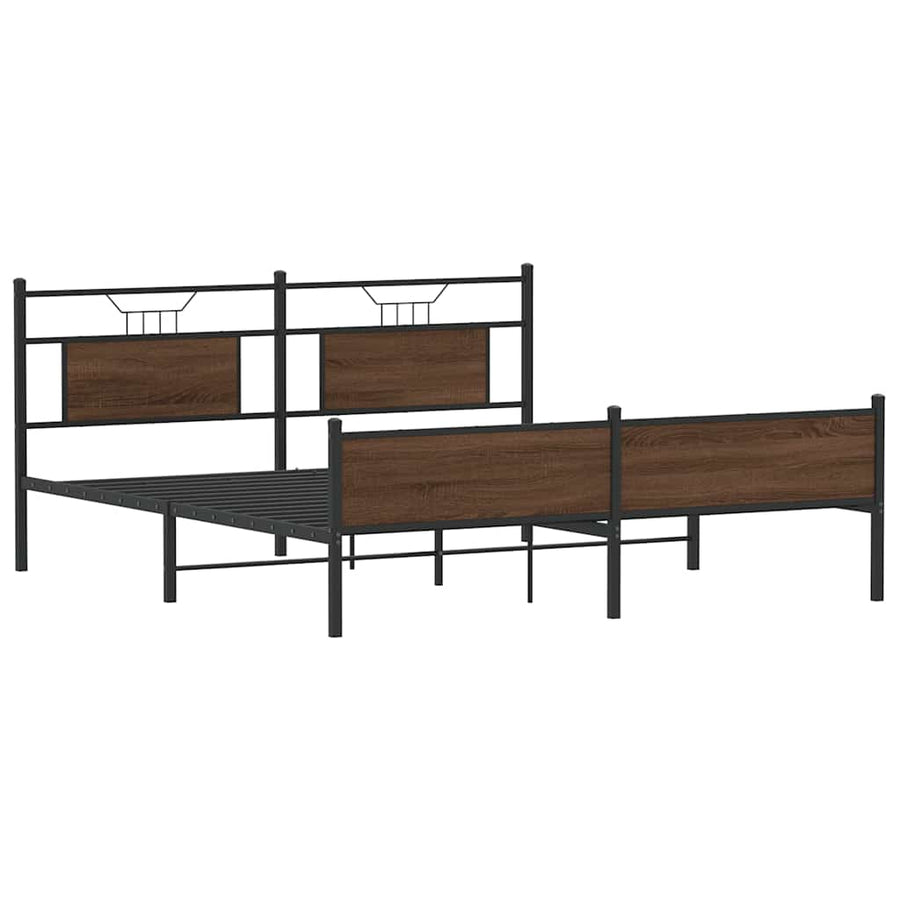 Bedframe Zonder Matras Metaal Ig 160 x 200 cm bruin eikenkleur