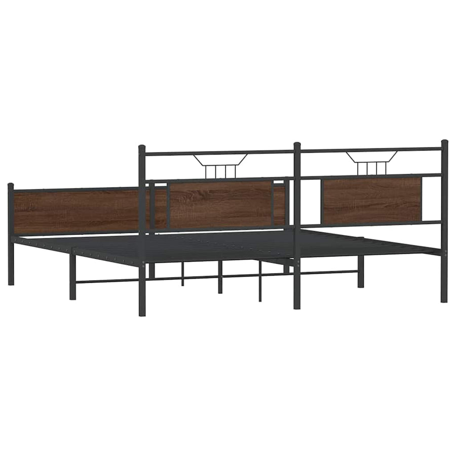 Bedframe Zonder Matras Metaal Ig 160 x 200 cm bruin eikenkleur