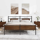 Bed frame without mattress metal brown oak color 160x200 cm