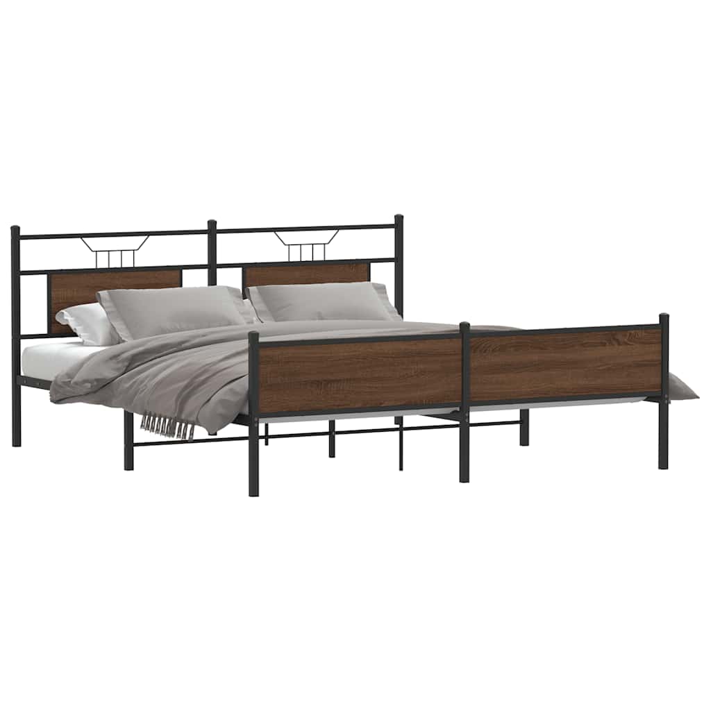 Bedframe Zonder Matras Metaal 180X200 Cm 183 x 203 cm bruin eikenkleur