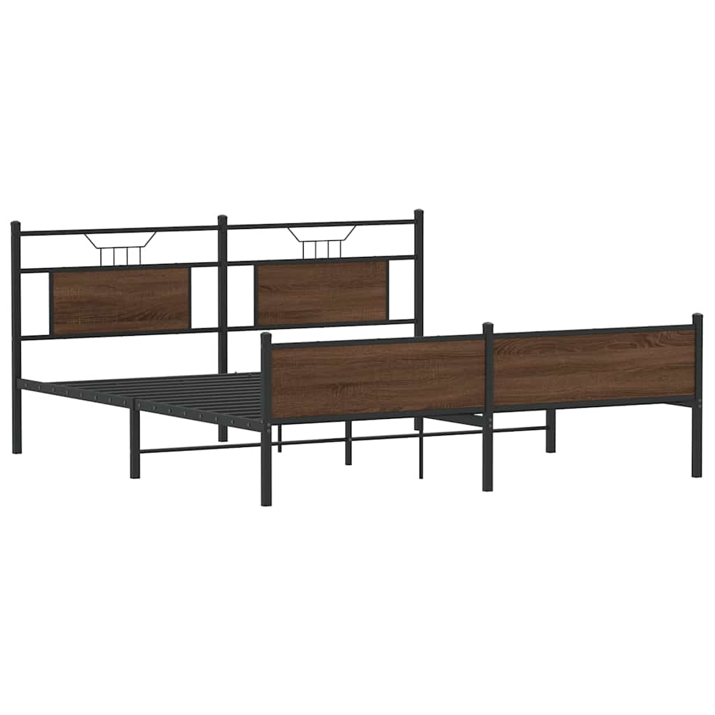 Bedframe Zonder Matras Metaal 180X200 Cm 183 x 203 cm bruin eikenkleur