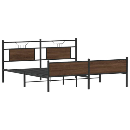 Bedframe Zonder Matras Metaal 180X200 Cm 183 x 203 cm bruin eikenkleur