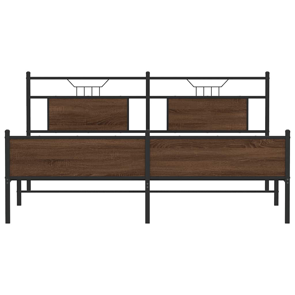 Bedframe Zonder Matras Metaal 180X200 Cm 183 x 203 cm bruin eikenkleur
