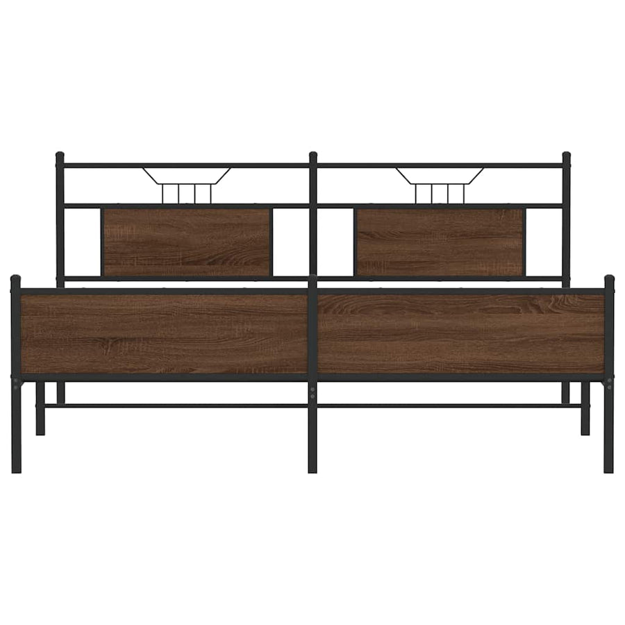 Bedframe Zonder Matras Metaal 180X200 Cm 183 x 203 cm bruin eikenkleur