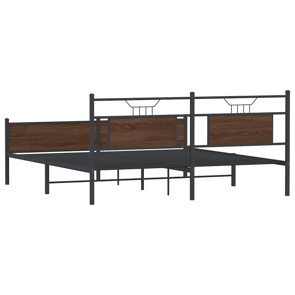 Bedframe Zonder Matras Metaal 180X200 Cm 183 x 203 cm bruin eikenkleur