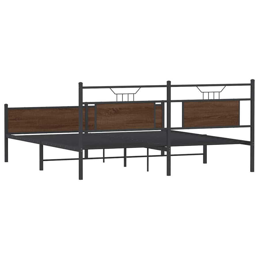 Bedframe Zonder Matras Metaal 180X200 Cm 183 x 203 cm bruin eikenkleur