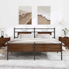 Bedframe 180x200 cm bruin eikenkleur staal bewerkt hout