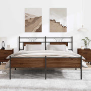 Bedframe 180x200 cm bruin eikenkleur staal bewerkt hout