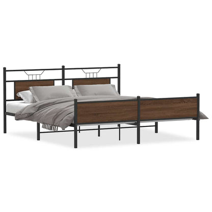 Bedframe Zonder Matras Metaal 183 x 213 cm bruin eikenkleur