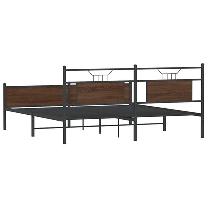 Bedframe Zonder Matras Metaal 183 x 213 cm bruin eikenkleur