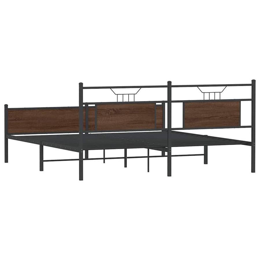 Bedframe Zonder Matras Metaal 183 x 213 cm bruin eikenkleur