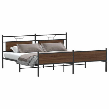 Bedframe Zonder Matras Metaal 193 x 203 cm bruin eikenkleur