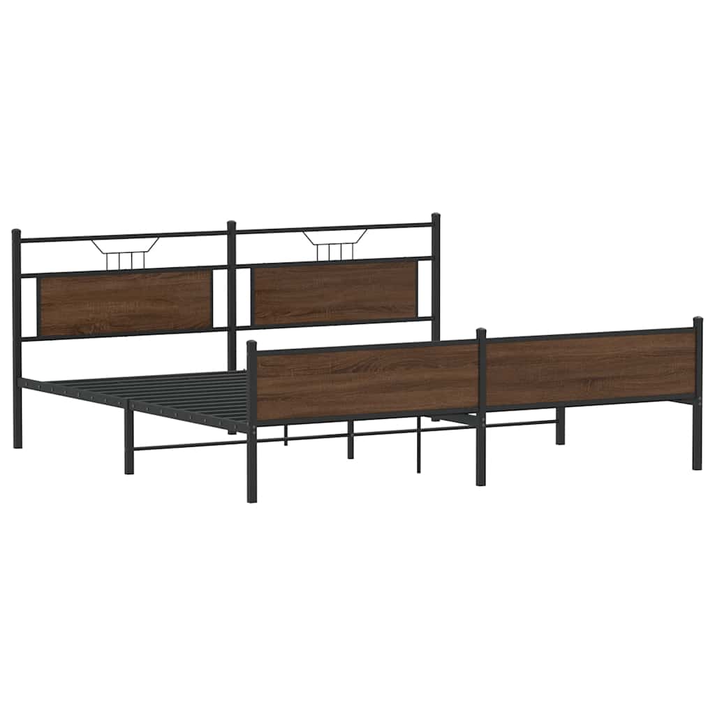 Bedframe Zonder Matras Metaal 193 x 203 cm bruin eikenkleur