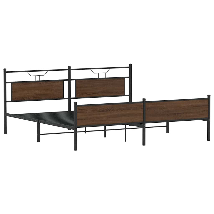Bedframe Zonder Matras Metaal 193 x 203 cm bruin eikenkleur