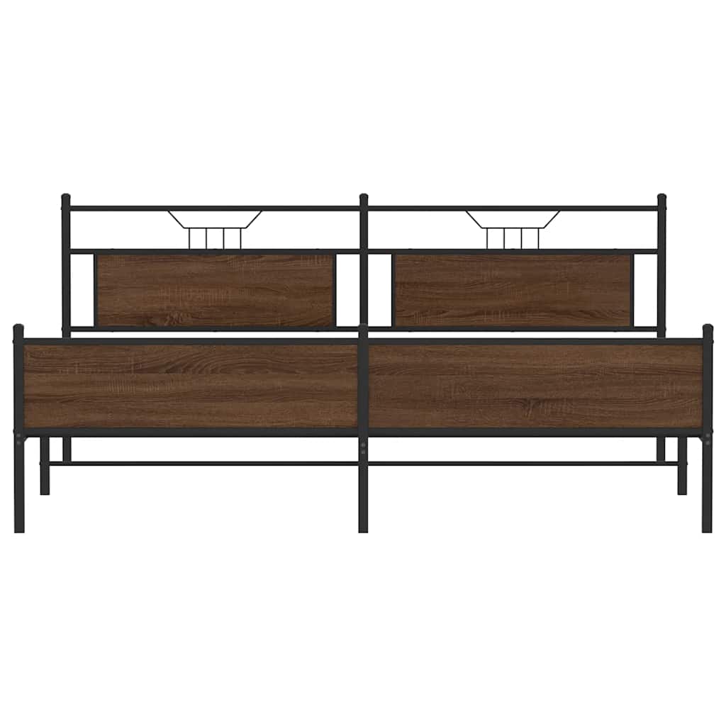 Bedframe Zonder Matras Metaal 193 x 203 cm bruin eikenkleur