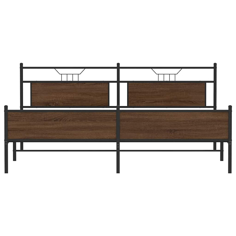 Bedframe Zonder Matras Metaal 193 x 203 cm bruin eikenkleur