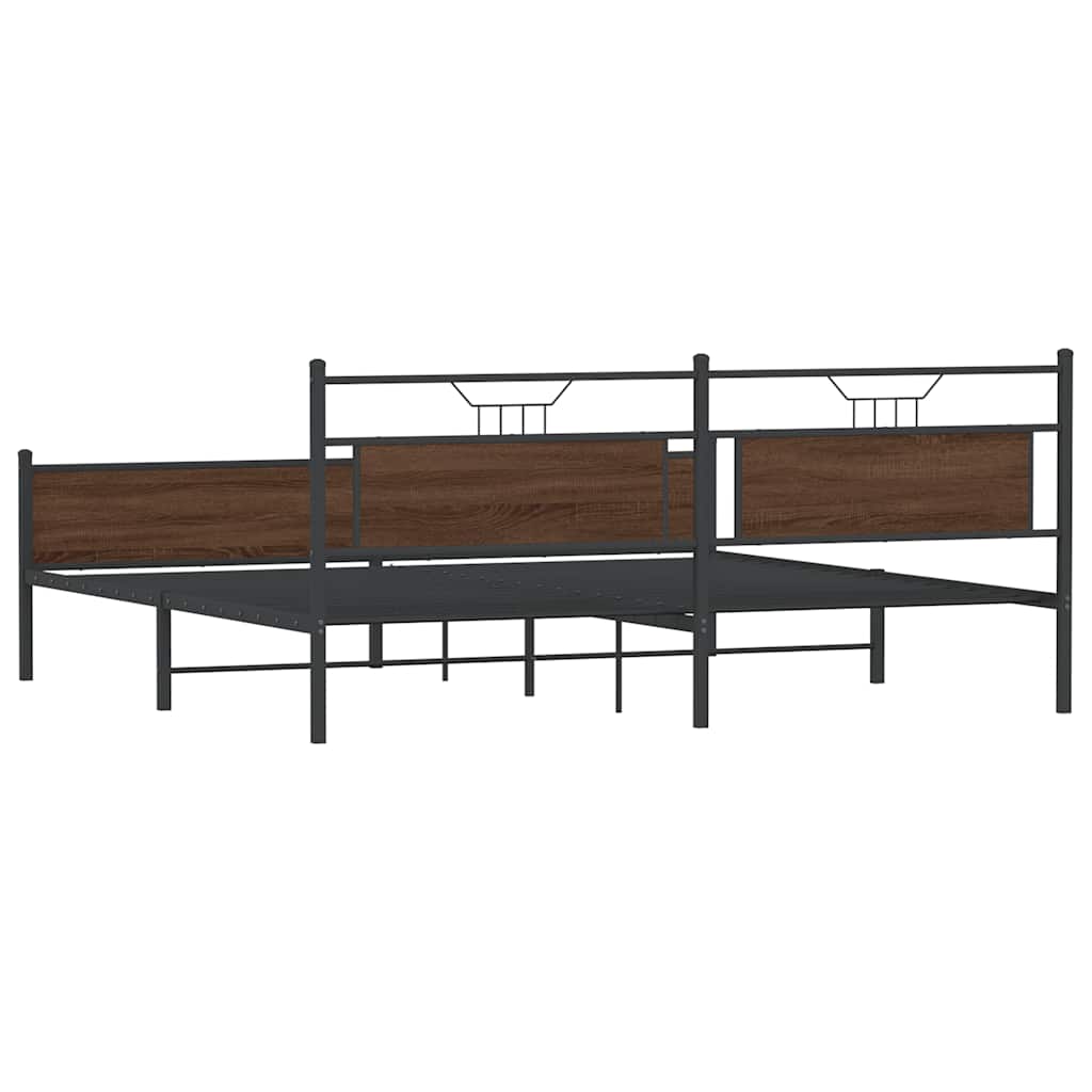 Bedframe Zonder Matras Metaal 193 x 203 cm bruin eikenkleur