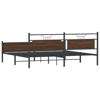 Bedframe Zonder Matras Metaal 193 x 203 cm bruin eikenkleur