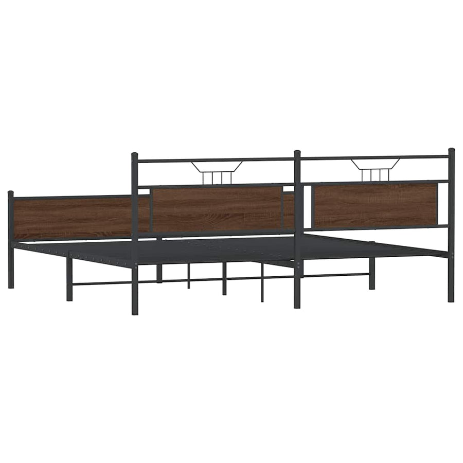 Bedframe Zonder Matras Metaal 193 x 203 cm bruin eikenkleur