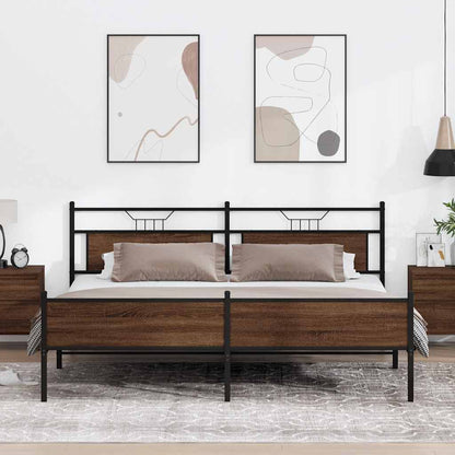 Bedframe Zonder Matras Metaal 193 x 203 cm bruin eikenkleur