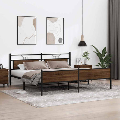 Bedframe Zonder Matras Metaal Ig 200 x 200 cm bruin eikenkleur