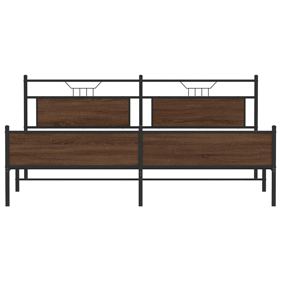 Bedframe Zonder Matras Metaal Ig 200 x 200 cm bruin eikenkleur