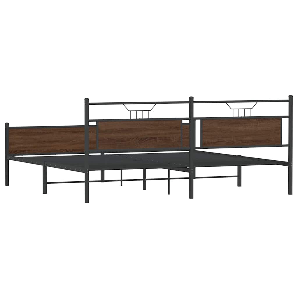 Bedframe Zonder Matras Metaal Ig 200 x 200 cm bruin eikenkleur