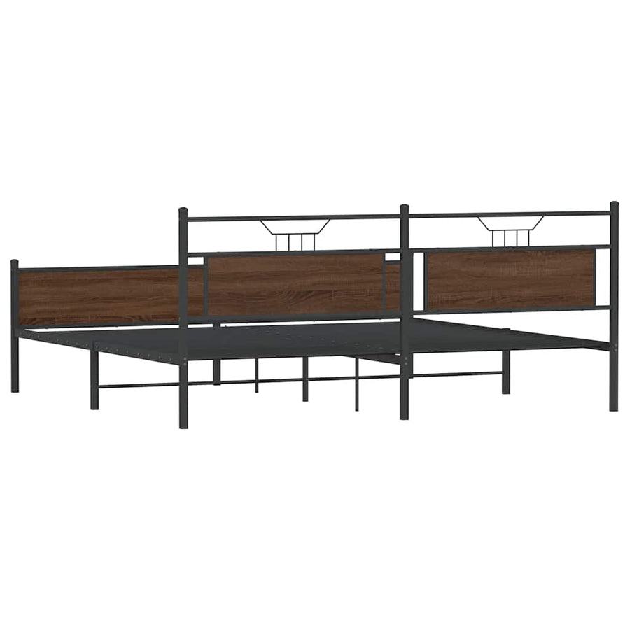 Bedframe Zonder Matras Metaal Ig 200 x 200 cm bruin eikenkleur