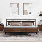 Bed frame without mattress metal brown oak-coloured 200x200 cm