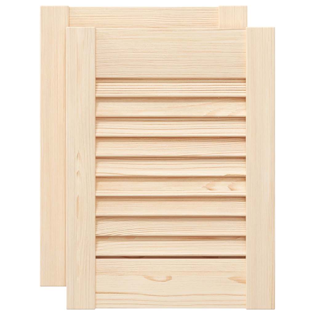 Kastdeuren met lamellen 2 st 39,5x29,5 cm massief grenenhout