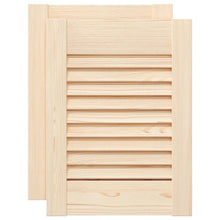 Kastdeuren met lamellen 2 st 39,5x29,5 cm massief grenenhout