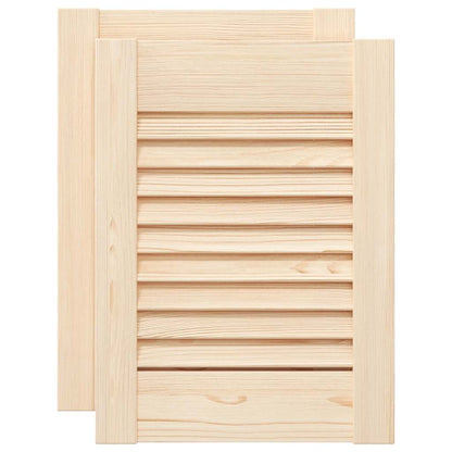 Kastdeuren met lamellen 2 st 39,5x29,5 cm massief grenenhout