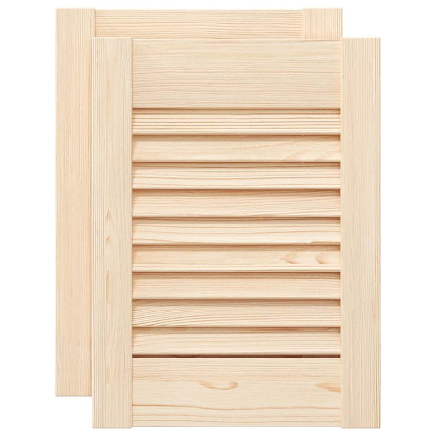 Kastdeuren met lamellen 2 st 39,5x29,5 cm massief grenenhout