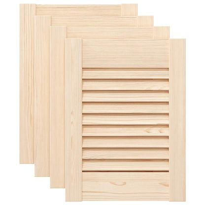 Kastdeuren met lamellen 4 st 39,5x29,5 cm massief grenenhout