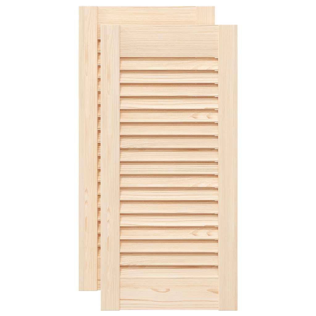 Kastdeuren met lamellen 2 st 61,5x29,5 cm massief grenenhout