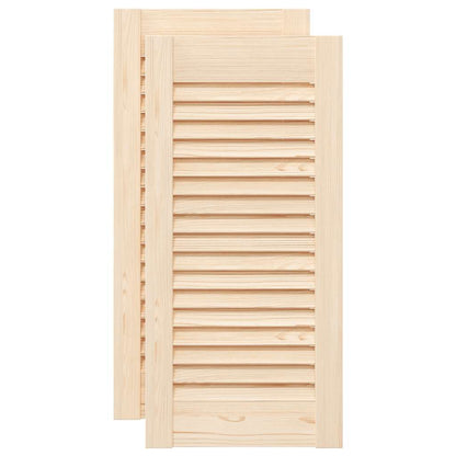 Kastdeuren met lamellen 2 st 61,5x29,5 cm massief grenenhout