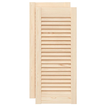 Kastdeuren met lamellen 2 st 69x29,5 cm massief grenenhout