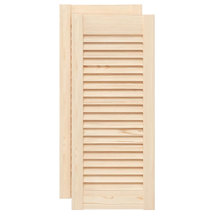 Kastdeuren met lamellen 2 st 69x29,5 cm massief grenenhout