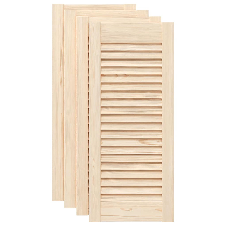 Kastdeuren met lamellen 4 st 69x29,5 cm massief grenenhout