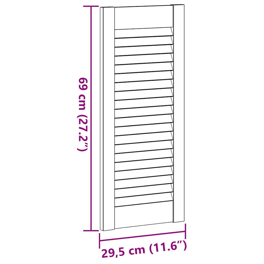 Kastdeuren met lamellen 4 st 69x29,5 cm massief grenenhout