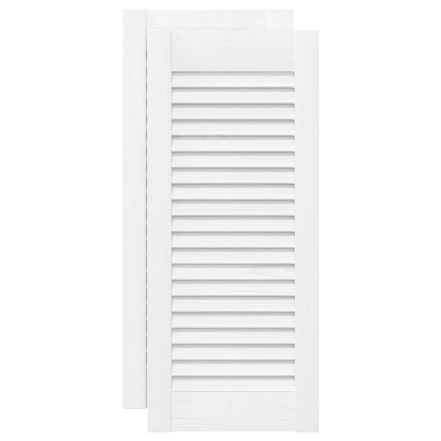 Kastdeuren louvredesign 2 st 61,5x29,5 cm wit
