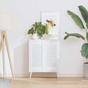 Kastdeuren louvredesign 2 st 61,5x29,5 cm wit massief grenenhout