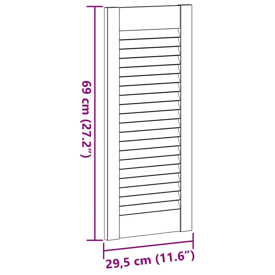Kastdeuren louvre design 2 st 69x29,5 cm wit