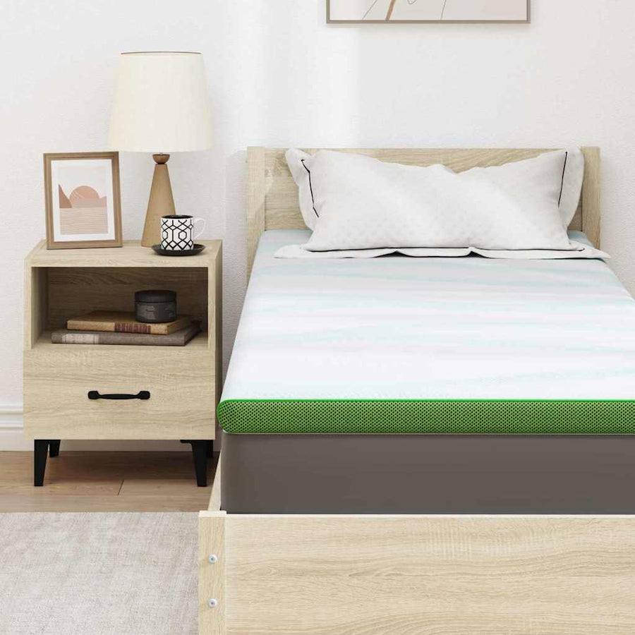 matrastopper Wit en Groen 70 x 200 cm Jacquard Stof