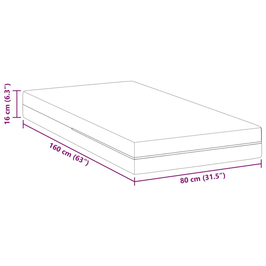 Matras Wit Schuim 80 x 160 cm