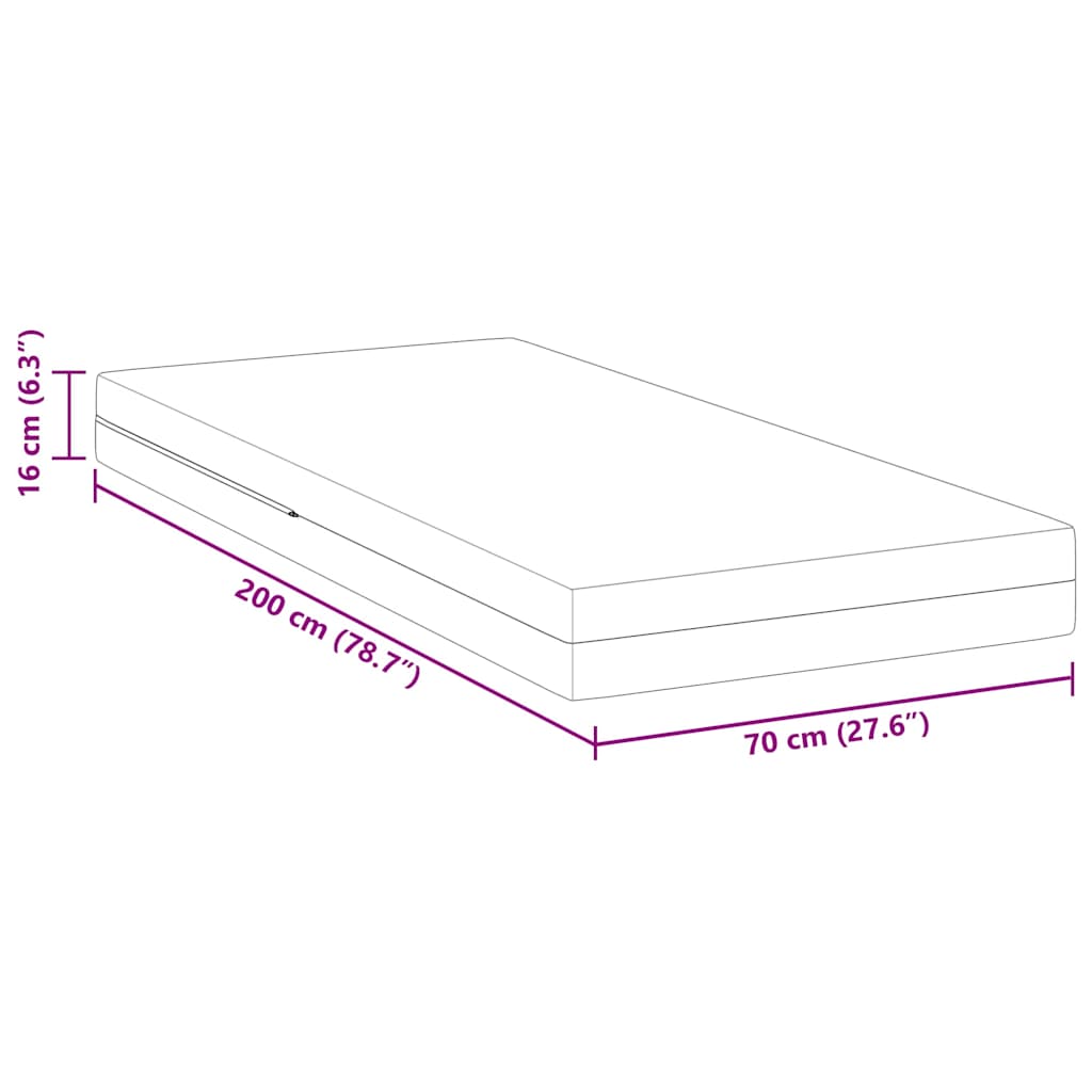 Matras Wit Schuim 70 x 200 cm