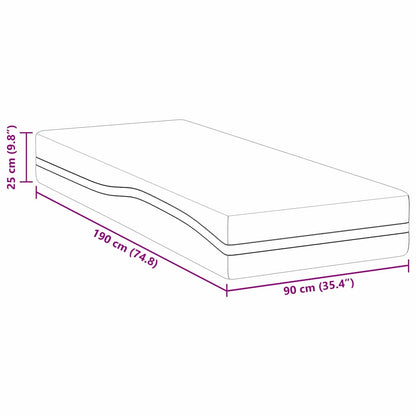 Matrassen Wit, Grijs 90 x 190 cm 100% polyester jacquard stof