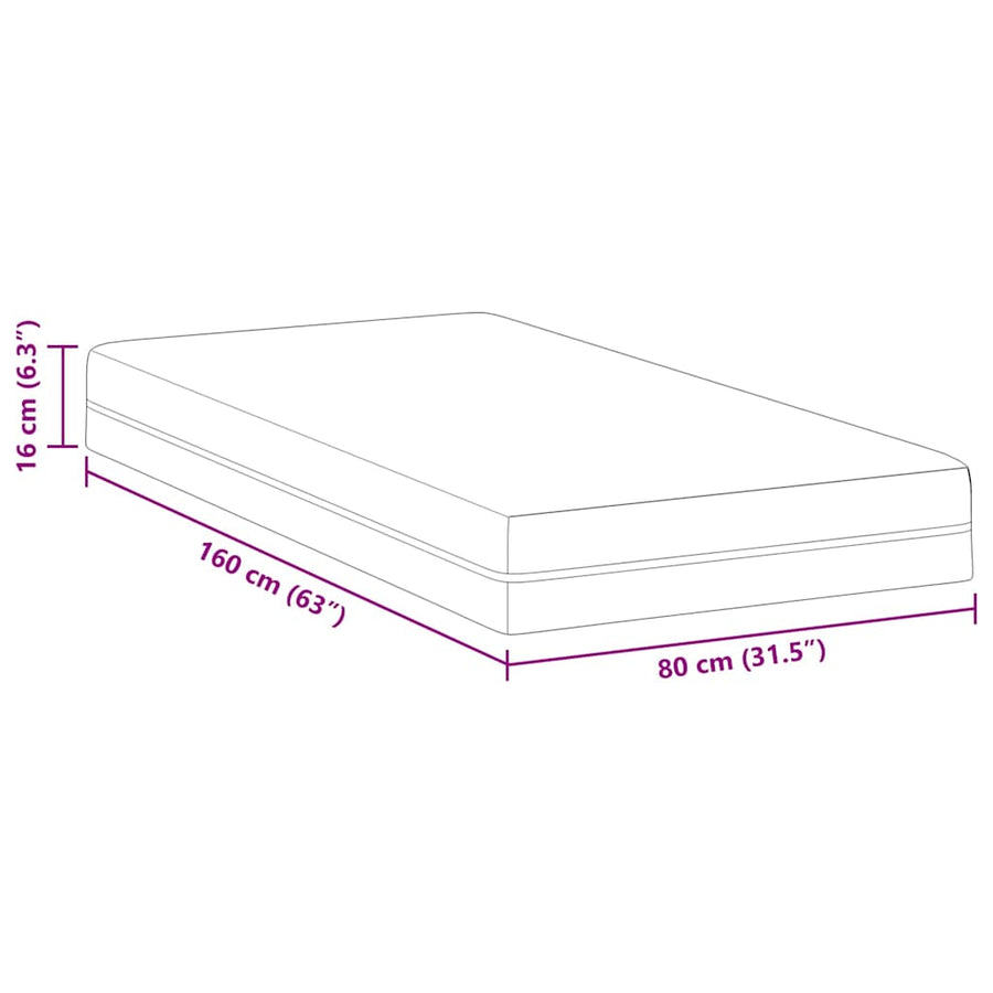 Matrassen Wit, Grijs 80 x 160 cm 100% polyester jacquard stof