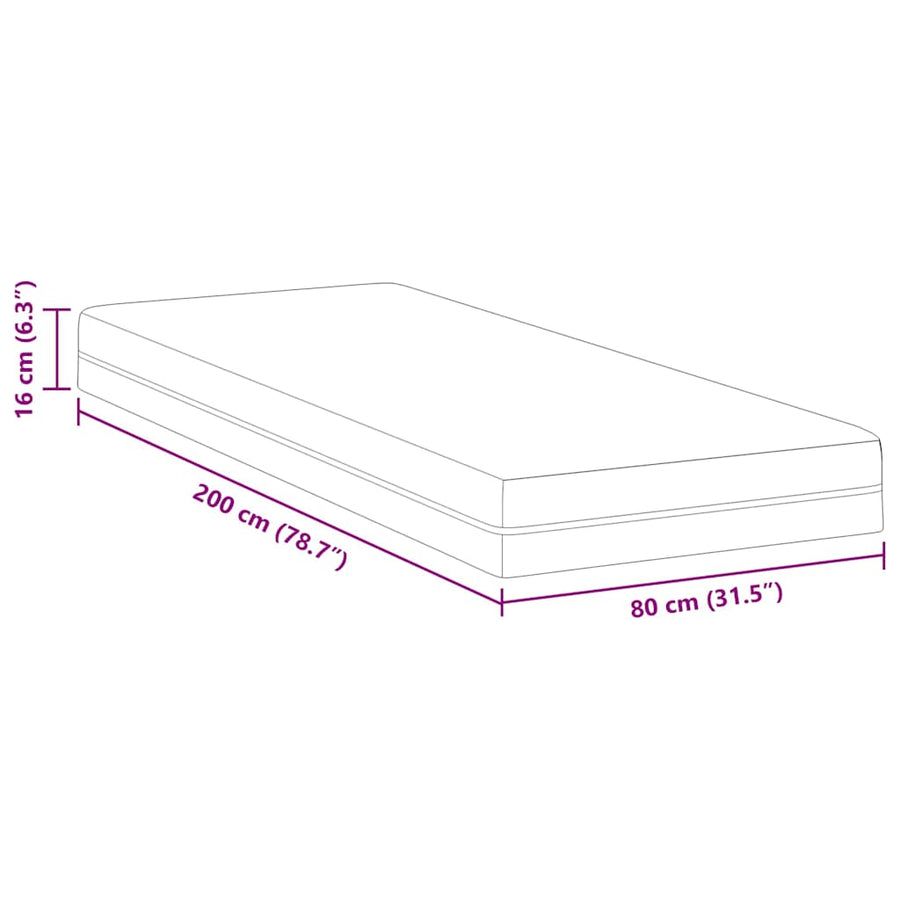 Matrassen Wit, Grijs 80 x 200 cm 100% polyester jacquard stof