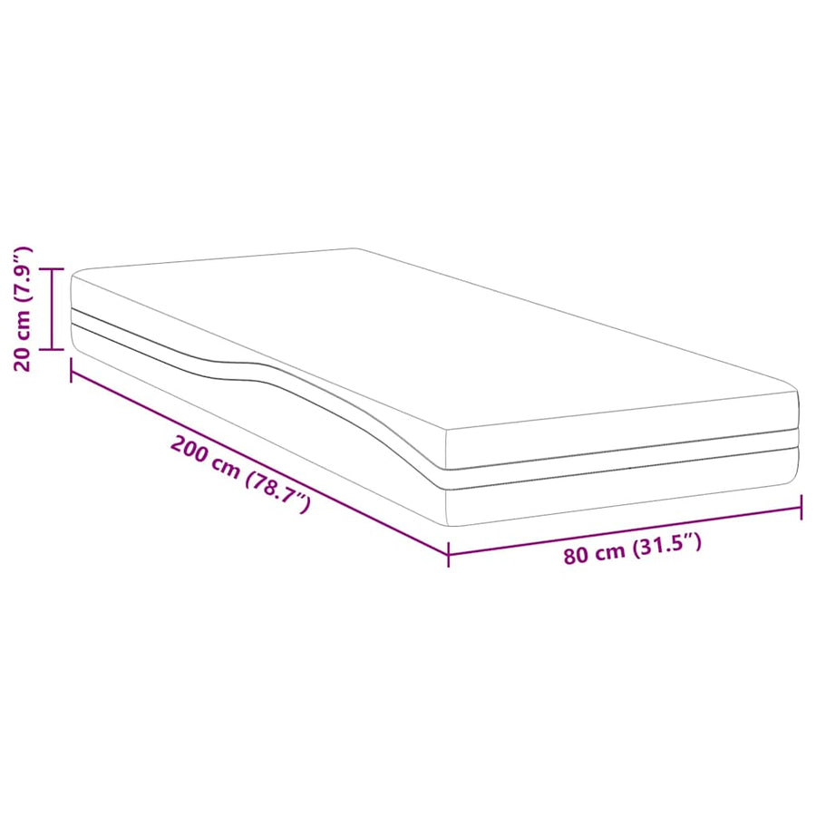 Matrassen Wit, Grijs 80 x 200 cm 100% polyester jacquard stof